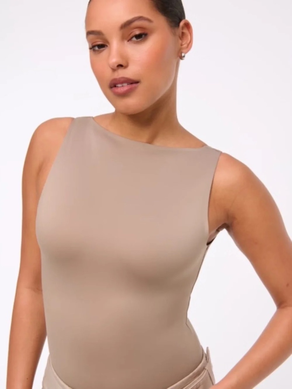 Abercrombie & Fitch Sculpt Matte Seamless Slash Scoop-Back Bodysuit in Black